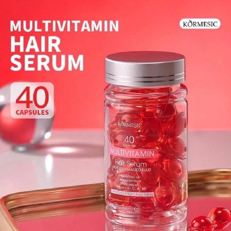 Hair Multi Vitamin Oil Capsules, Vitamin a C E B5 Hair Care Essence, Smooth Curly Hair, Increase Luster Suitable for Curly Hair and Dry Hair without Washing, Safe for All Hair Moisturizing Oil Capsules