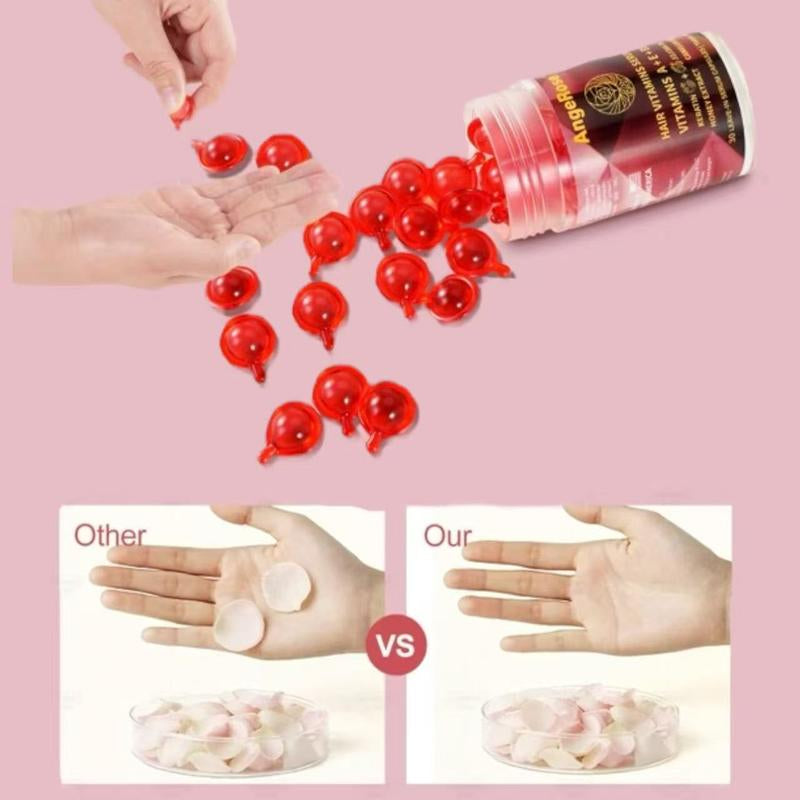 Angerose Signature Scent Leave-In Conditioner Keratin Styling & Moisturizing Serum Capsules with Honey Extract Jojoba Argan Oil Vitamins a E B5 for Smooth Hydrated Hair