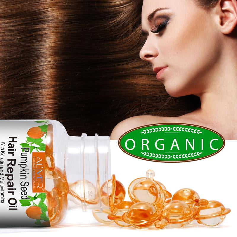 【New Arrival】Aliver Hair Repair Oil Capsules, 40 Leave-In Serum Capsules, Multivitamins Hair Treatment Oil Capsule