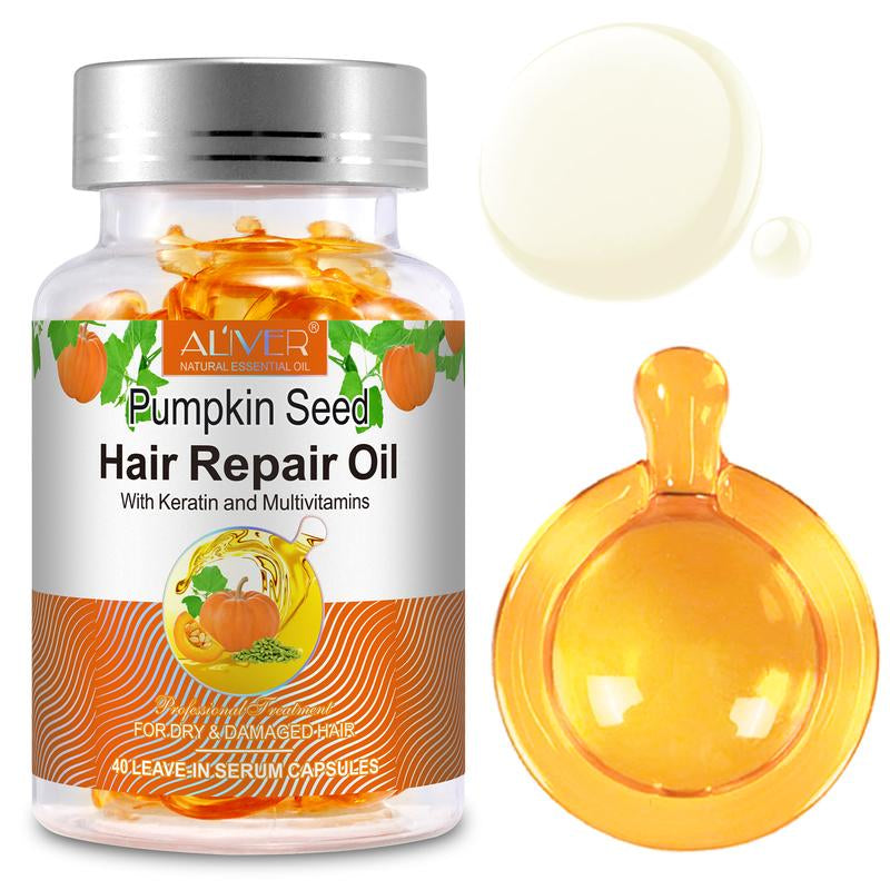 【New Arrival】Aliver Hair Repair Oil Capsules, 40 Leave-In Serum Capsules, Multivitamins Hair Treatment Oil Capsule