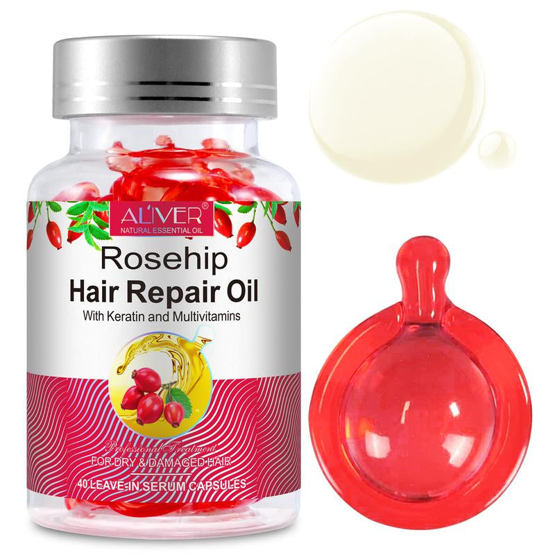 【New Arrival】Aliver Hair Repair Oil Capsules, 40 Leave-In Serum Capsules, Multivitamins Hair Treatment Oil Capsule