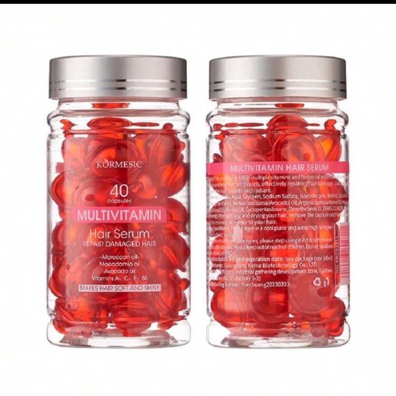 Hair Multi Vitamin Oil Capsules, Vitamin a C E B5 Hair Care Essence, Smooth Curly Hair, Increase Luster Suitable for Curly Hair and Dry Hair without Washing, Safe for All Hair Moisturizing Oil Capsules