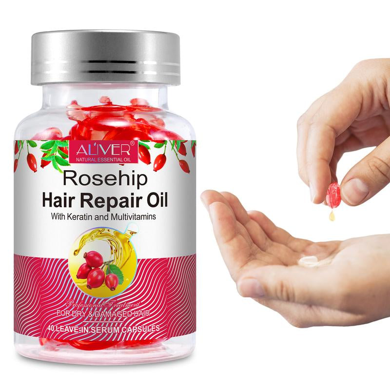 【New Arrival】Aliver Hair Repair Oil Capsules, 40 Leave-In Serum Capsules, Multivitamins Hair Treatment Oil Capsule