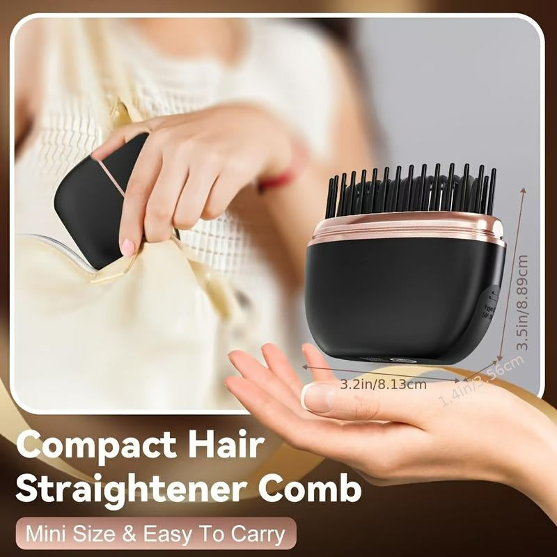 Mini Cordless Hair Straightener, Portable 2-In-1 Heated Comb and Iron, Portable and Rechargeable Travel Essential, Travel-Friendly Styling Tool, Multifunctional Hair Straightener for Travel and Home, Anti-Frizz Brush
