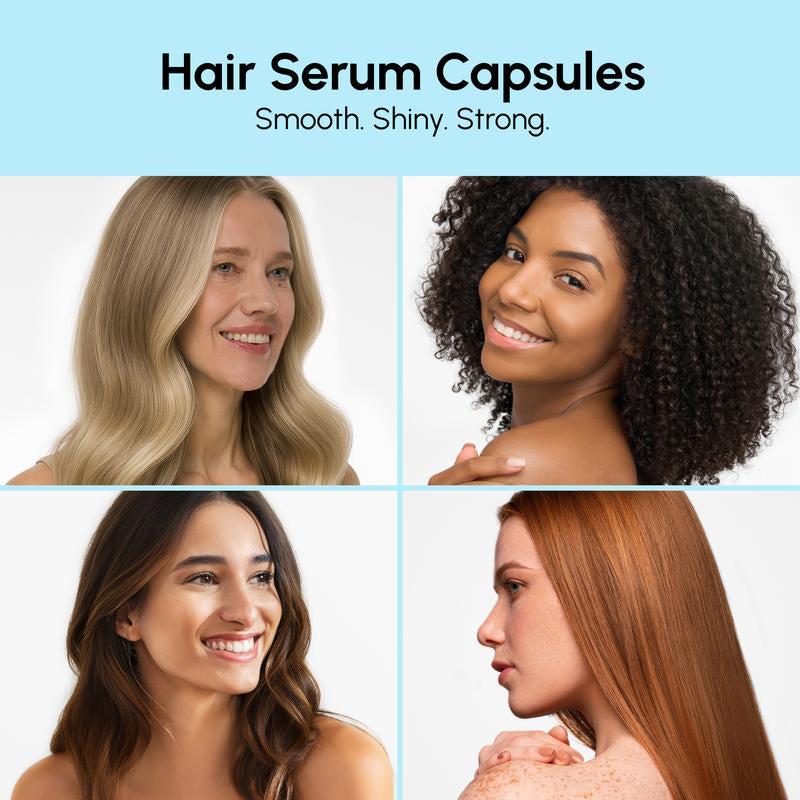 Keratin Hair Styling Serum Maree with Avocado Jojoba & Argan Oil for Frizzy Dry Hair - 30 Leave-In Capsules Moisturize Smooth & Protect Heat UV